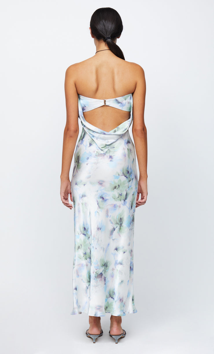 MOON DANCE STRAPLESS DRESS - WATERCOLOUR FLORAL