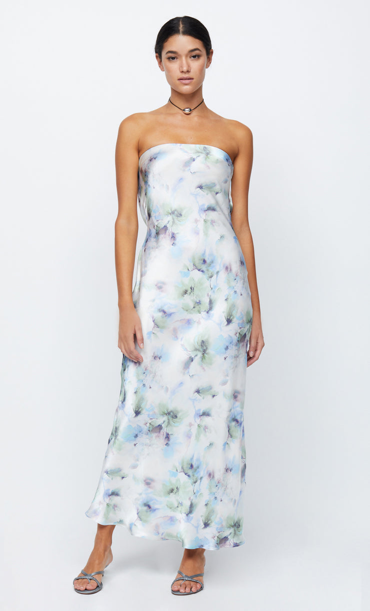 MOON DANCE STRAPLESS DRESS - WATERCOLOUR FLORAL