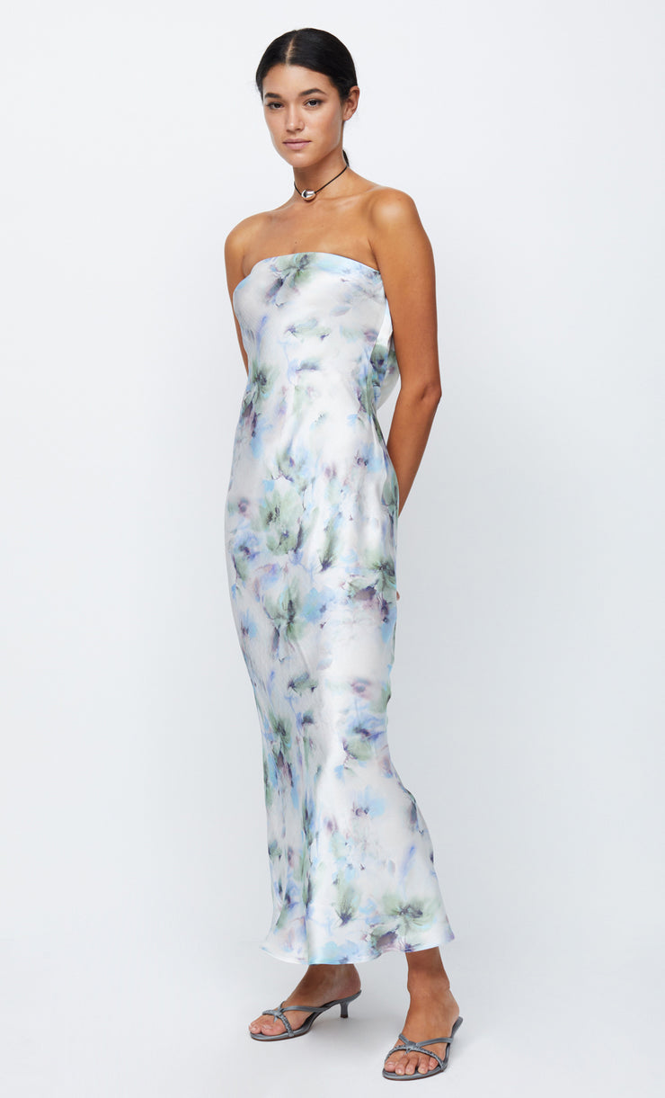 MOON DANCE STRAPLESS DRESS - WATERCOLOUR FLORAL