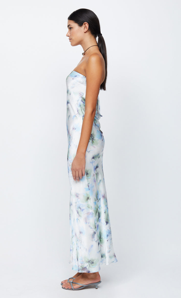 MOON DANCE STRAPLESS DRESS - WATERCOLOUR FLORAL