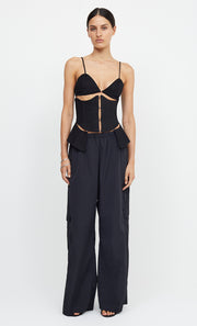 DEON PEPLUM TOP - BLACK