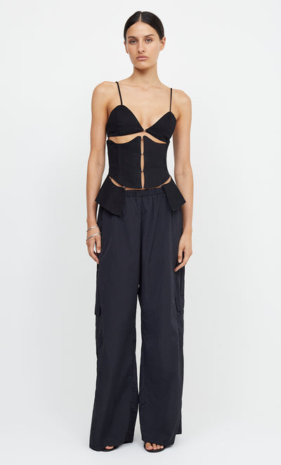 DEON PEPLUM TOP - BLACK