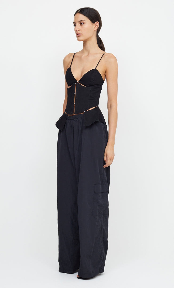DEON PEPLUM TOP - BLACK