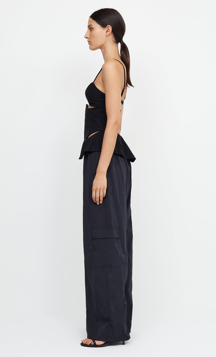 DEON PEPLUM TOP - BLACK