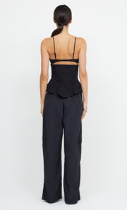 DEON PEPLUM TOP - BLACK