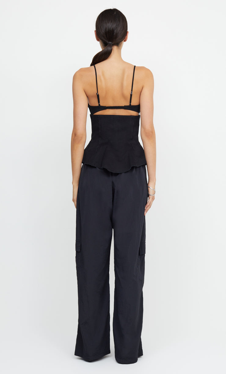 DEON PEPLUM TOP - BLACK
