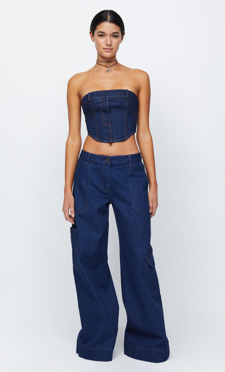 ROXANNE CORSET TOP - DENIM