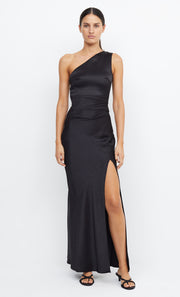 Dreamer Asym One Shoulder Maxi Bridesmaid Dress in Black by Bec + Bridge