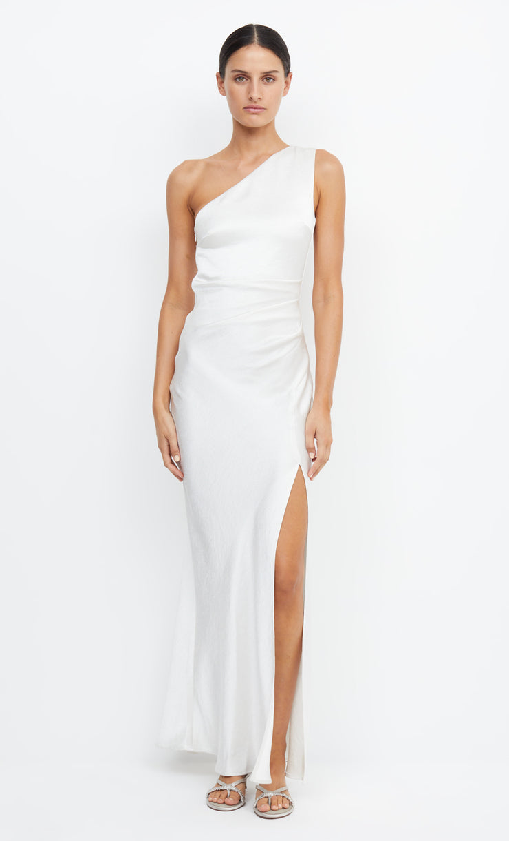 The Dreamer Asym One Shoulder Bridal Bridesmaid Dress in White by Bec + Bridge