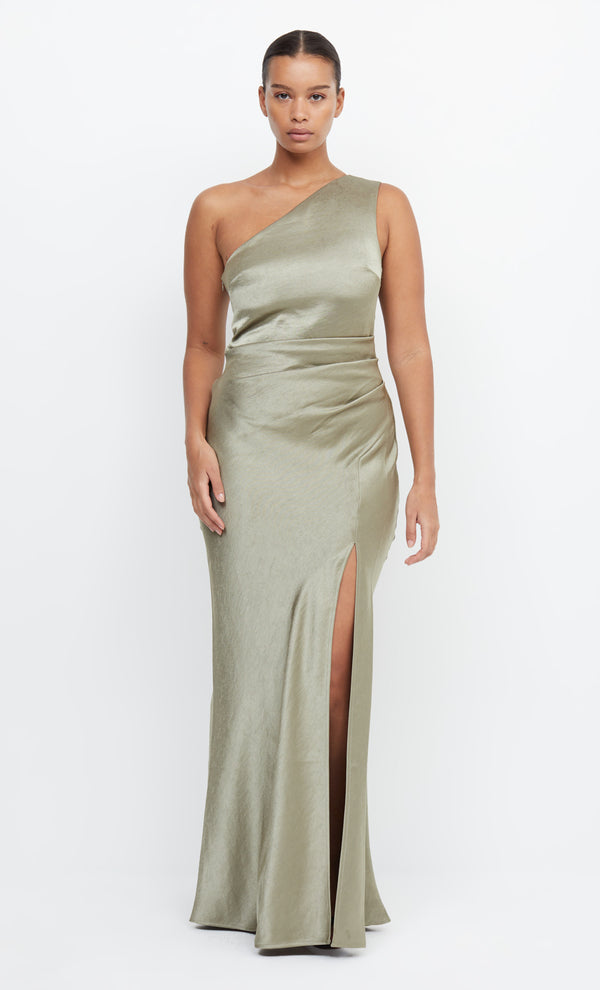 The Dreamer Asym Bridesmaids Maxi Dress in Sage by Bec + Bridge
