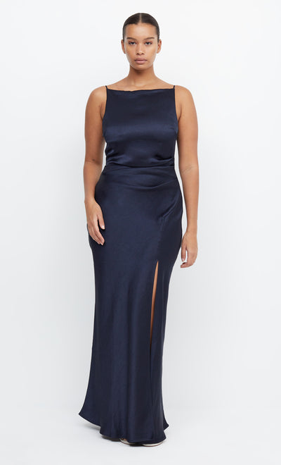 The Dreamer High Neck Maxi Dress in Ink Navy by Bec + Briidge
