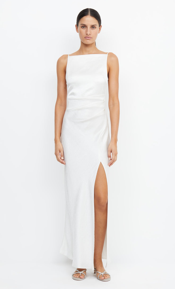 Dreamer High Neck Square Maxi Split Bridesmaid Dress in Ivory by Bec + Bridge