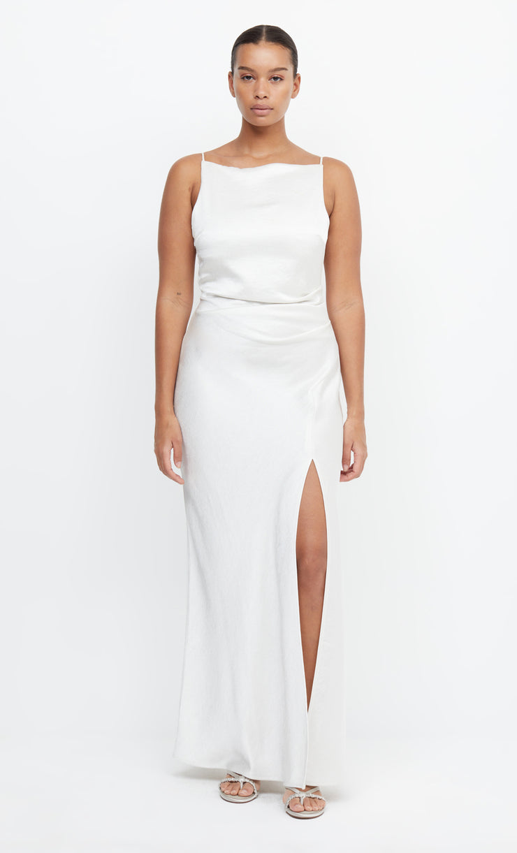 Dreamer High Neck Square Maxi Split Bridesmaid Dress in Ivory by Bec + Bridge