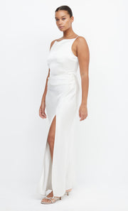 Dreamer High Neck Square Maxi Split Bridesmaid Dress in Ivory by Bec + Bridge