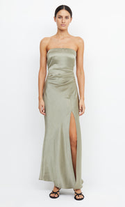 THE DREAMER STRAPLESS DRESS  - SAGE