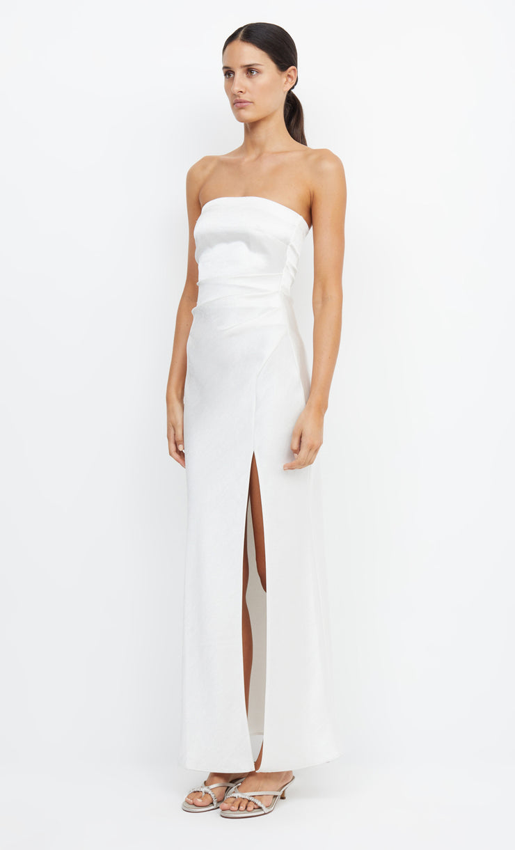The Dreamer Strapless Bridal Bridesmaid Maxi Dress in White Ivory by Bec + Bridge