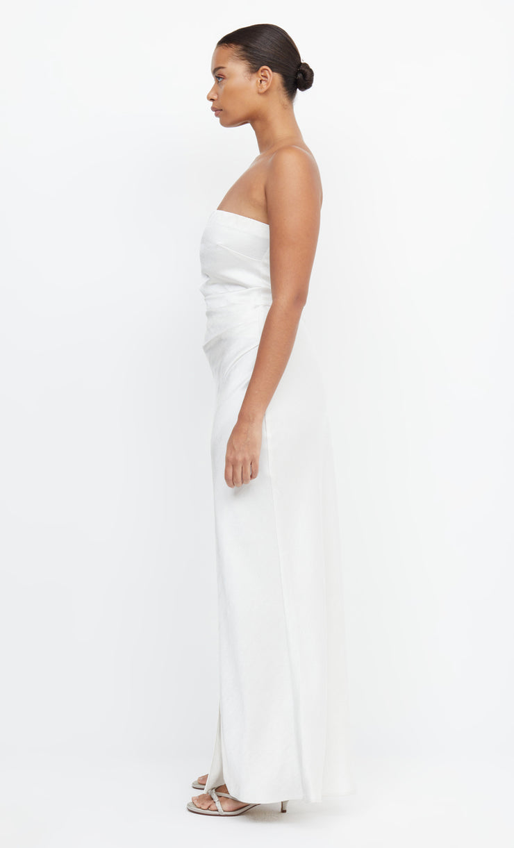 The Dreamer Strapless Bridal Bridesmaid Maxi Dress in White Ivory by Bec + Bridge