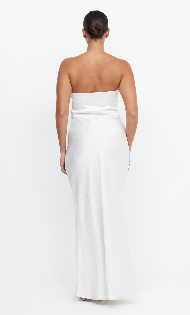 The Dreamer Strapless Bridal Bridesmaid Maxi Dress in White Ivory by Bec + Bridge