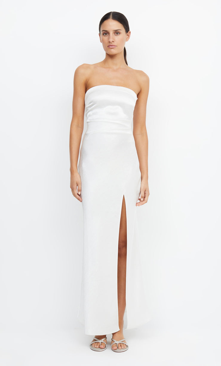 The Dreamer Strapless Bridal Bridesmaid Maxi Dress in White Ivory by Bec + Bridge