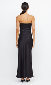 The Dreamer Strapless Bridesmaid Maxi Dress with Split in Black by Bec + Bridge