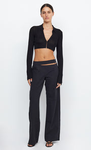 TILDA LONG SLEEVE KNIT CROP TOP - BLACK