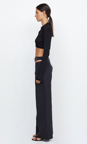 TILDA LONG SLEEVE KNIT CROP TOP - BLACK
