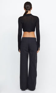 TILDA LONG SLEEVE KNIT CROP TOP - BLACK